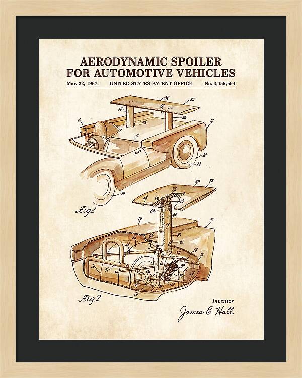 Aerodynamic Spoiler For Automotive Vehicles Watercolor Patent Us3455594a