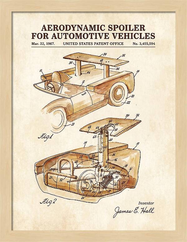 Aerodynamic Spoiler For Automotive Vehicles Watercolor Patent Us3455594a