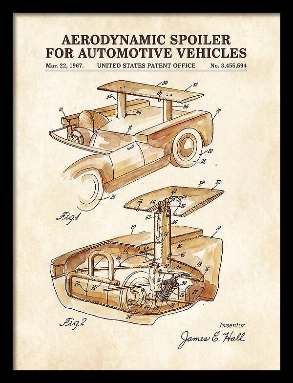 Aerodynamic Spoiler For Automotive Vehicles Watercolor Patent Us3455594a