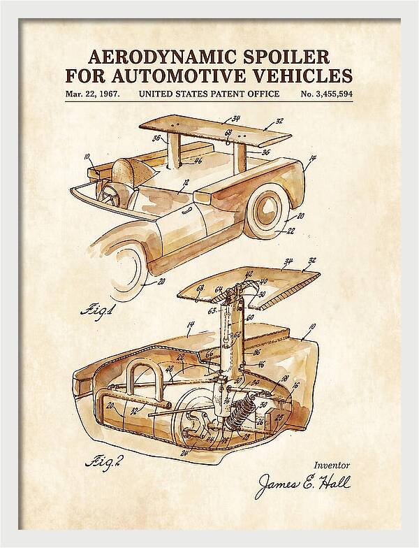 Aerodynamic Spoiler For Automotive Vehicles Watercolor Patent Us3455594a