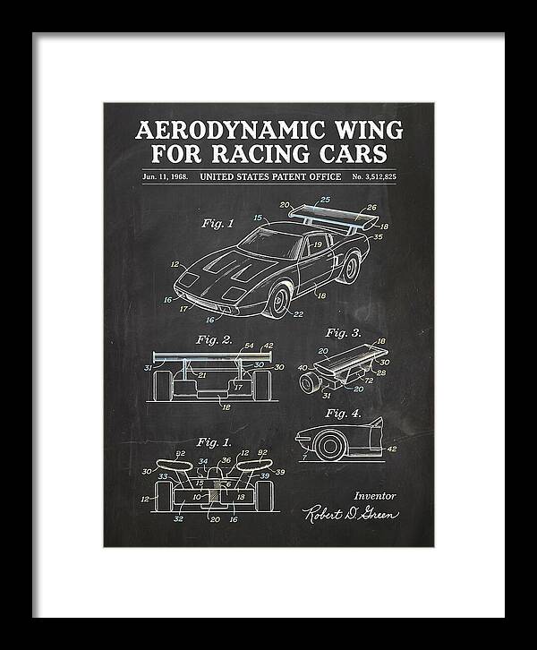 Aerodynamic Wing For Racing Cars Chalkboard Patent Us3512825a
