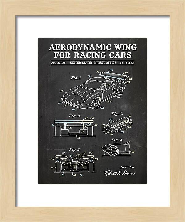 Aerodynamic Wing For Racing Cars Chalkboard Patent Us3512825a