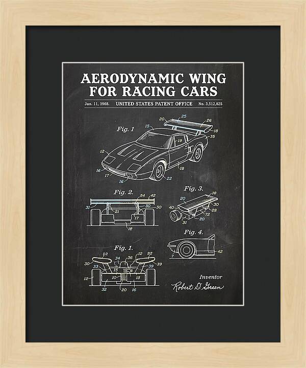 Aerodynamic Wing For Racing Cars Chalkboard Patent Us3512825a