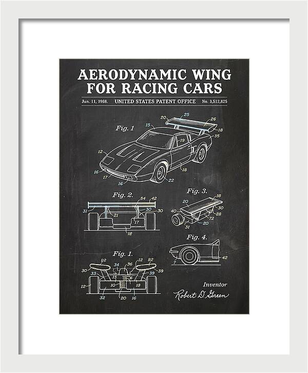 Aerodynamic Wing For Racing Cars Chalkboard Patent Us3512825a