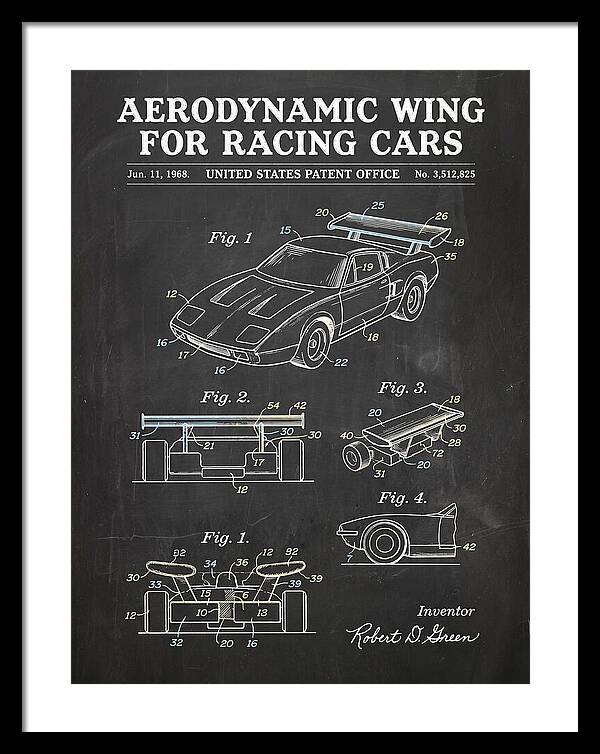 Aerodynamic Wing For Racing Cars Chalkboard Patent Us3512825a