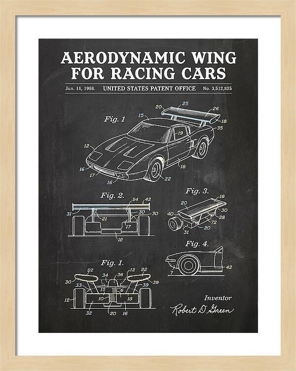 Aerodynamic Wing For Racing Cars Chalkboard Patent Us3512825a