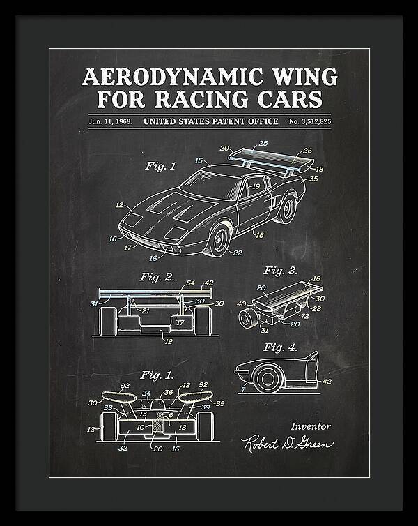 Aerodynamic Wing For Racing Cars Chalkboard Patent Us3512825a