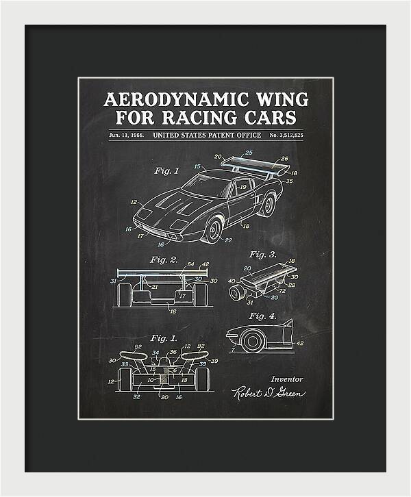 Aerodynamic Wing For Racing Cars Chalkboard Patent Us3512825a