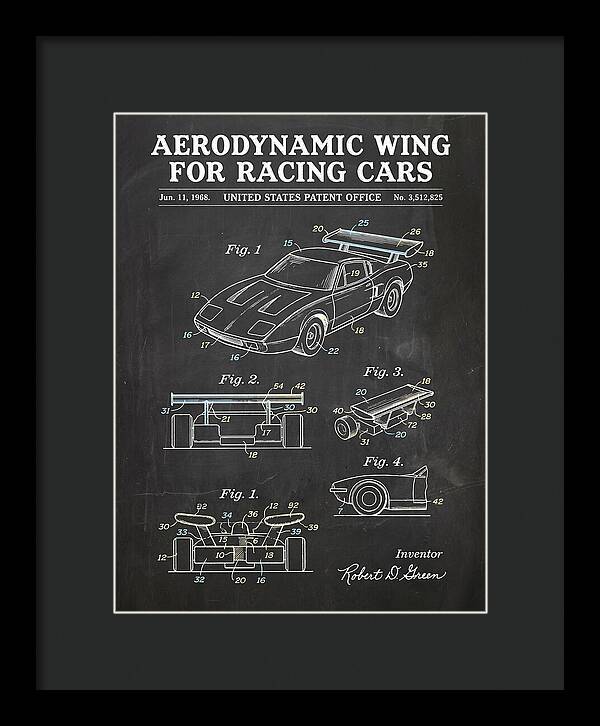 Aerodynamic Wing For Racing Cars Chalkboard Patent Us3512825a
