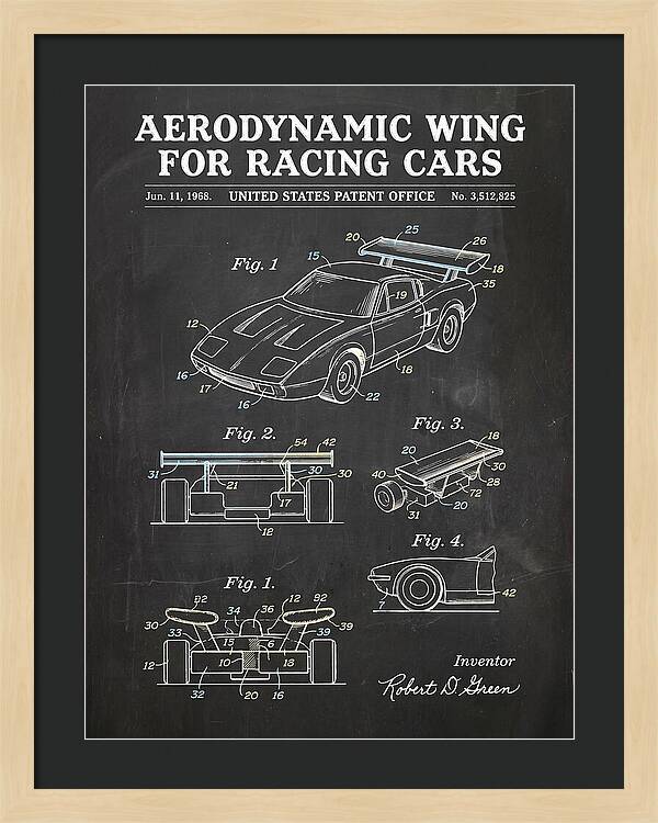 Aerodynamic Wing For Racing Cars Chalkboard Patent Us3512825a