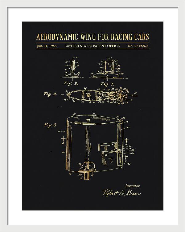 Aerodynamic Wing For Racing Cars Gold Patent Us3512825a