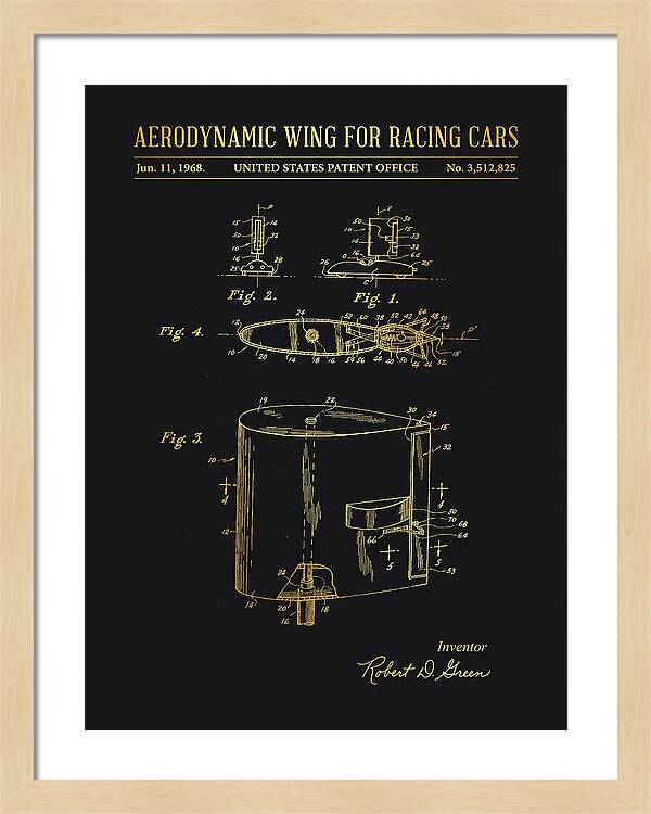 Aerodynamic Wing For Racing Cars Gold Patent Us3512825a