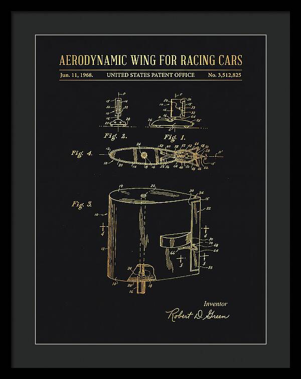 Aerodynamic Wing For Racing Cars Gold Patent Us3512825a