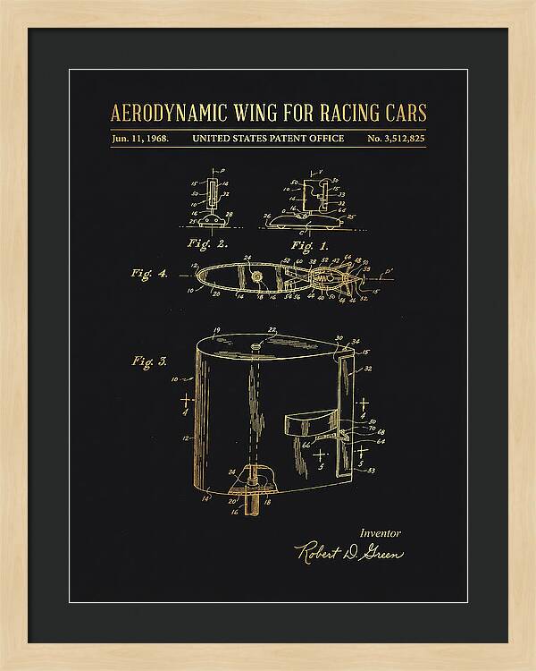 Aerodynamic Wing For Racing Cars Gold Patent Us3512825a