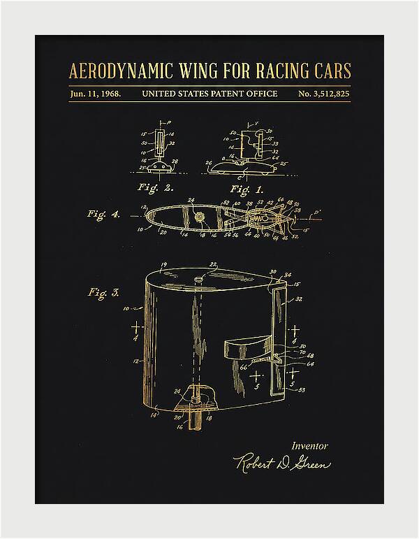 Aerodynamic Wing For Racing Cars Gold Patent Us3512825a