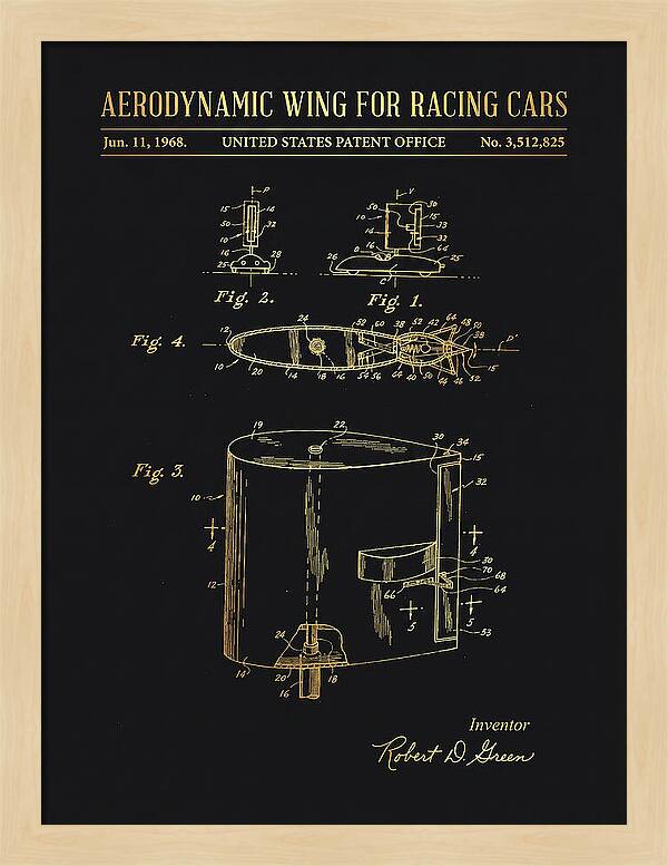 Aerodynamic Wing For Racing Cars Gold Patent Us3512825a