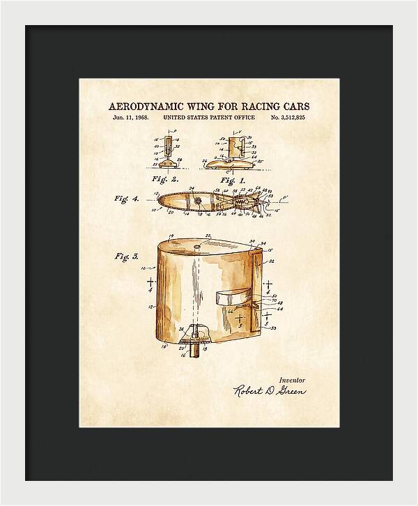 Aerodynamic Wing For Racing Cars Watercolor Patent Us3512825a