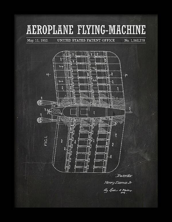 Aeroplane Flying Machine Chalkboard Patent Us1162278