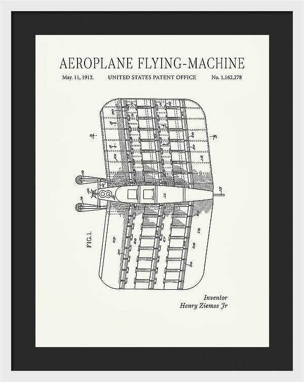 Aeroplane Flying Machine Minimalist Patent Us1162278