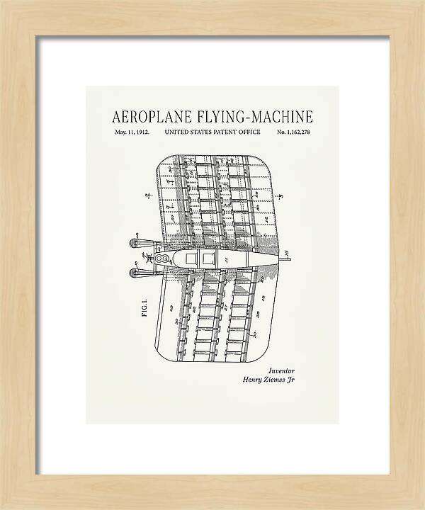 Aeroplane Flying Machine Minimalist Patent Us1162278