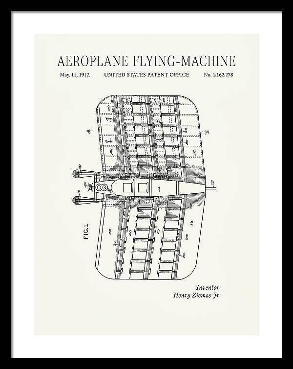 Aeroplane Flying Machine Minimalist Patent Us1162278