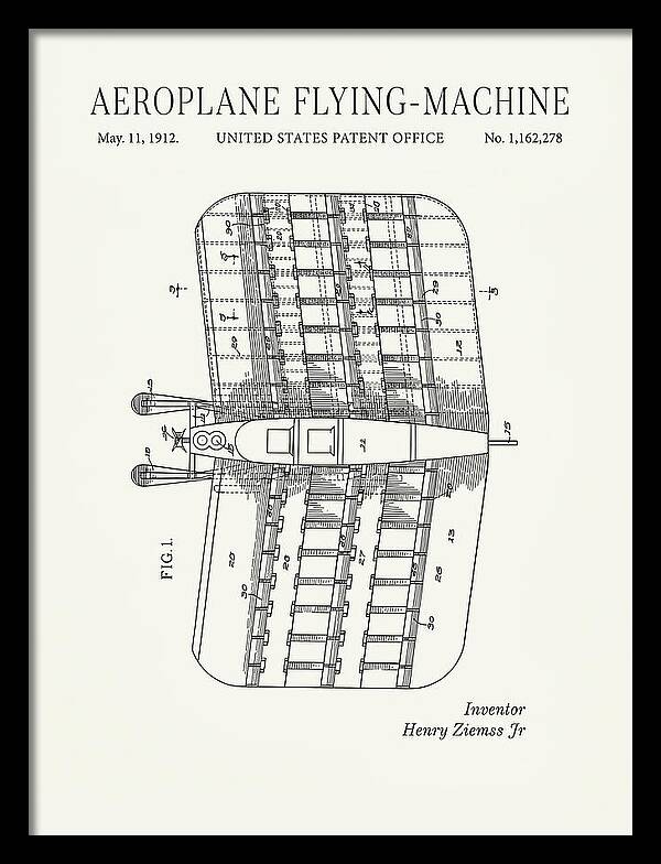 Aeroplane Flying Machine Minimalist Patent Us1162278