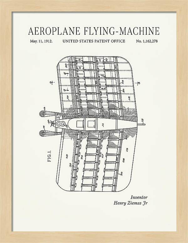 Aeroplane Flying Machine Minimalist Patent Us1162278