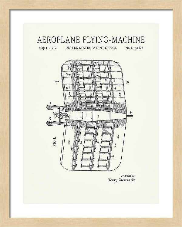 Aeroplane Flying Machine Minimalist Patent Us1162278