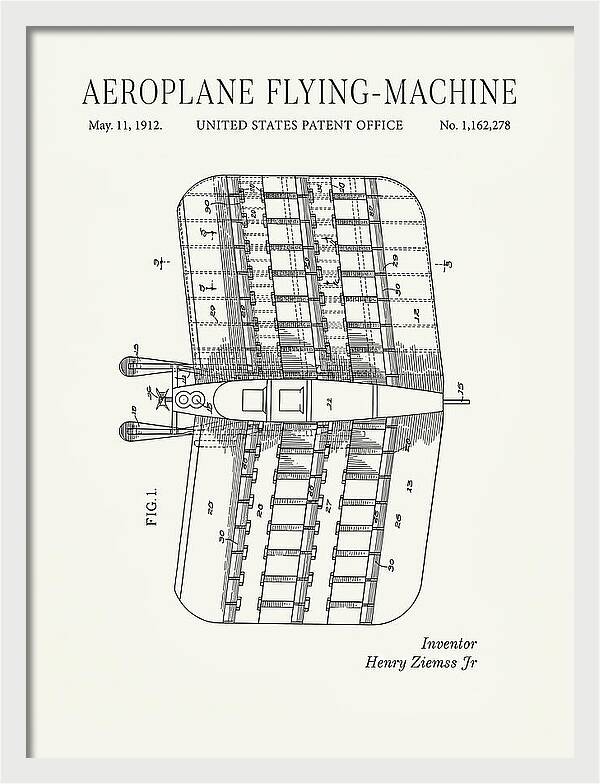Aeroplane Flying Machine Minimalist Patent Us1162278