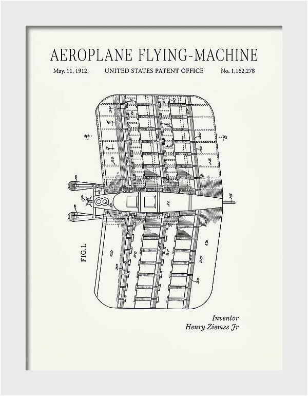 Aeroplane Flying Machine Minimalist Patent Us1162278