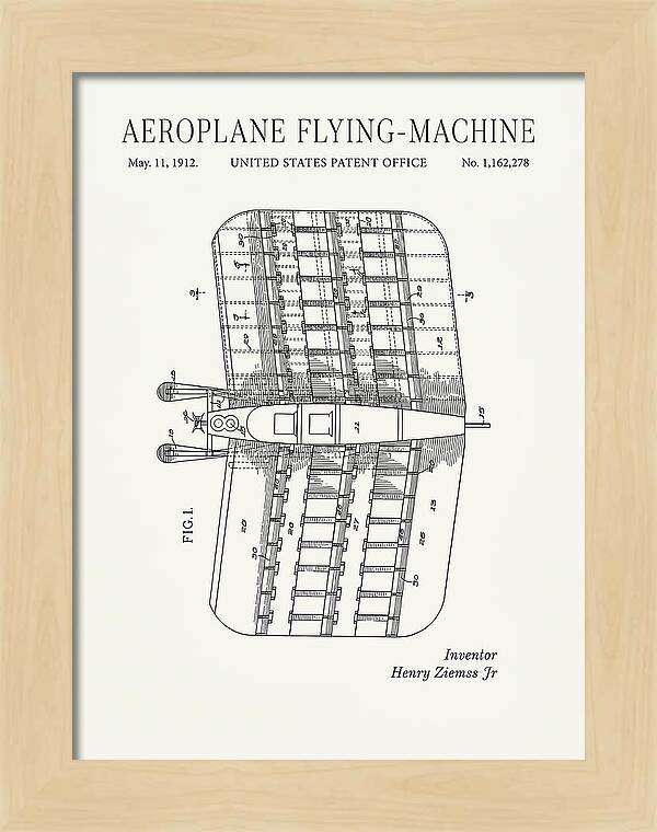 Aeroplane Flying Machine Minimalist Patent Us1162278