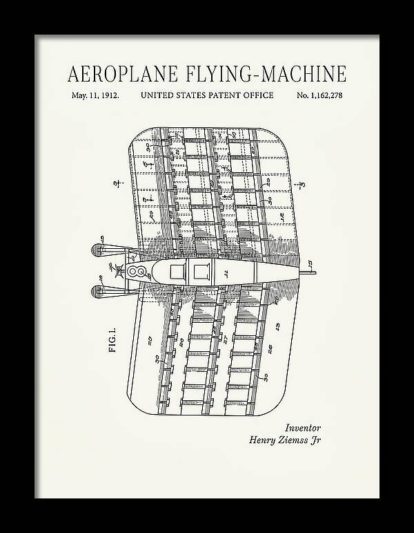 Aeroplane Flying Machine Minimalist Patent Us1162278