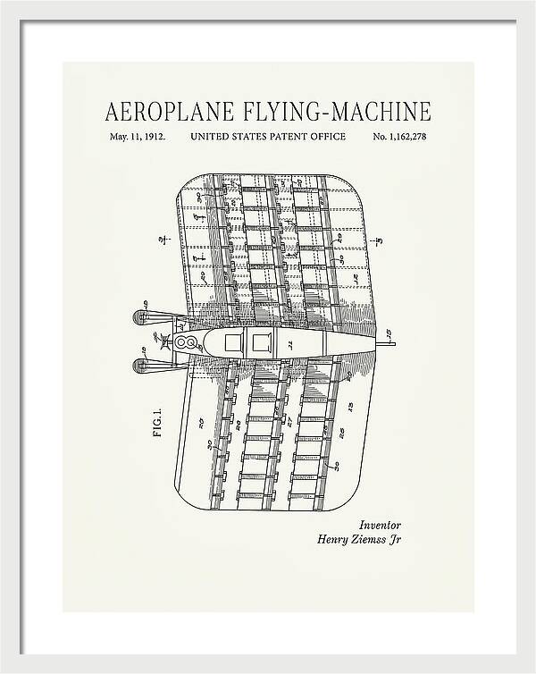 Aeroplane Flying Machine Minimalist Patent Us1162278