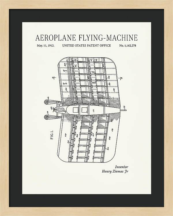 Aeroplane Flying Machine Minimalist Patent Us1162278
