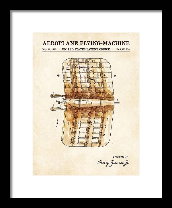 Aeroplane Flying Machine Watercolor Patent Us1162278