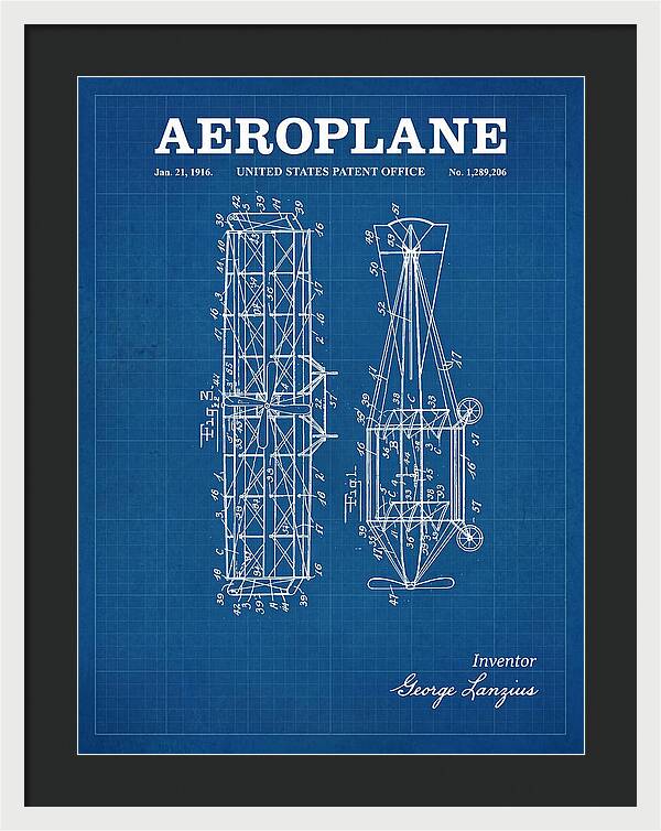 Aeroplane Lanzius Blueprint Patent Us1289206