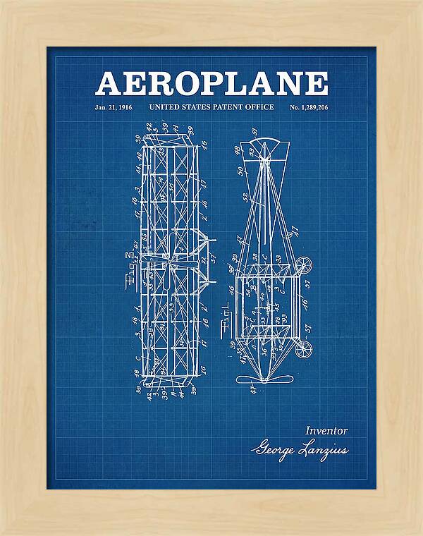 Aeroplane Lanzius Blueprint Patent Us1289206