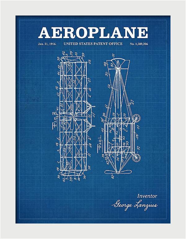 Aeroplane Lanzius Blueprint Patent Us1289206
