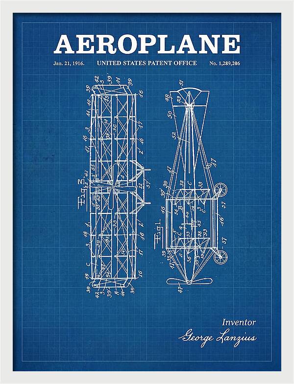 Aeroplane Lanzius Blueprint Patent Us1289206