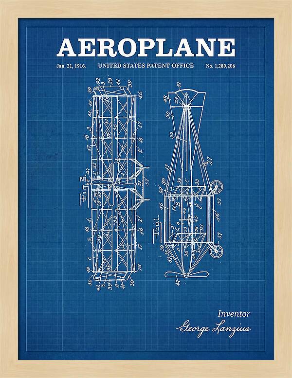 Aeroplane Lanzius Blueprint Patent Us1289206