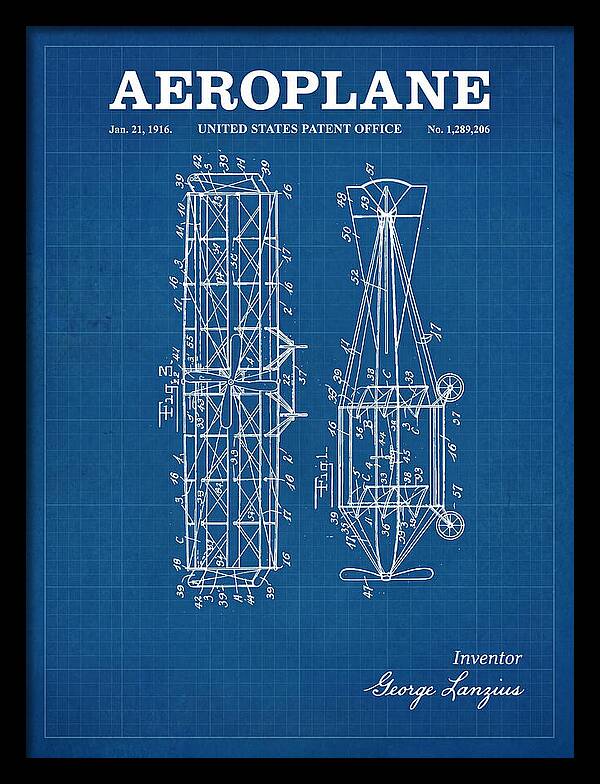 Aeroplane Lanzius Blueprint Patent Us1289206