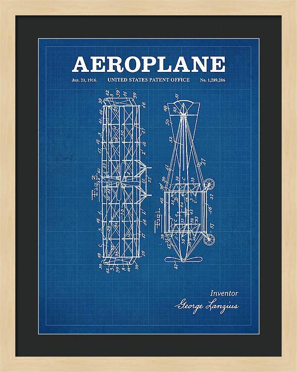 Aeroplane Lanzius Blueprint Patent Us1289206