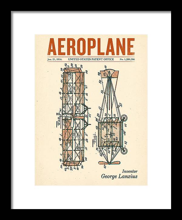 Aeroplane Lanzius Retro Patent Us1289206
