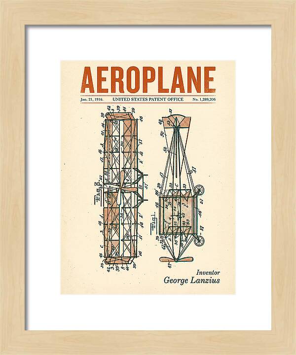Aeroplane Lanzius Retro Patent Us1289206