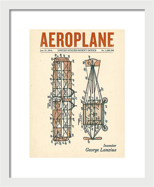 Aeroplane Lanzius Retro Patent Us1289206