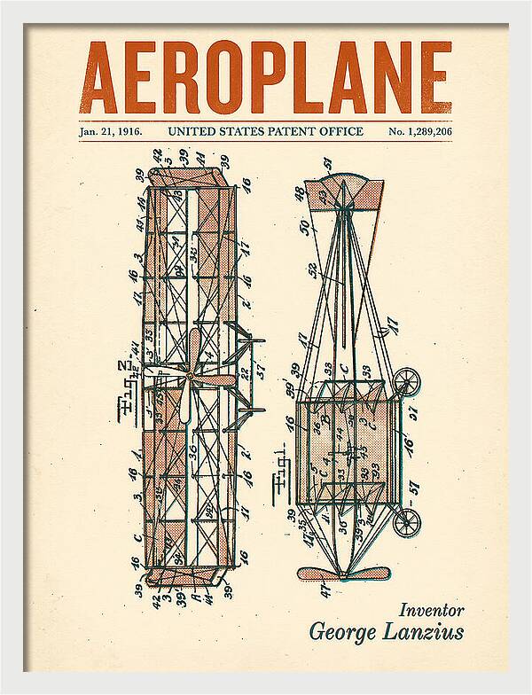 Aeroplane Lanzius Retro Patent Us1289206