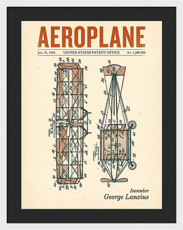 Aeroplane Lanzius Retro Patent Us1289206