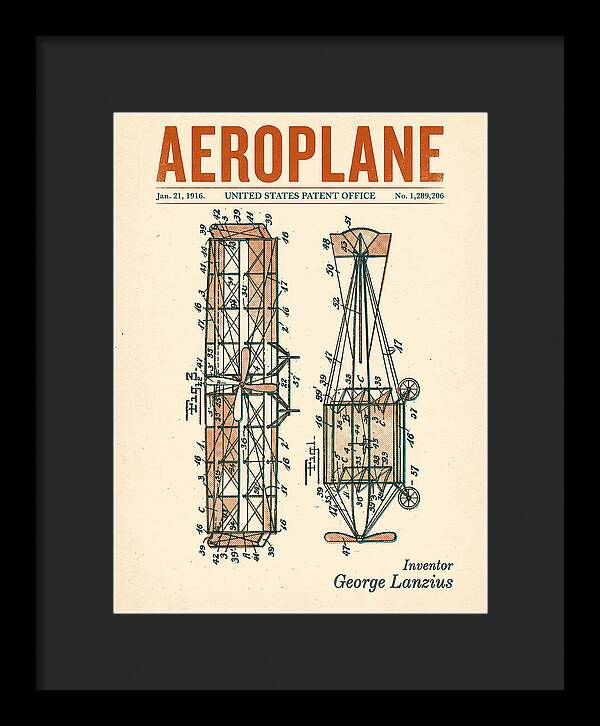 Aeroplane Lanzius Retro Patent Us1289206