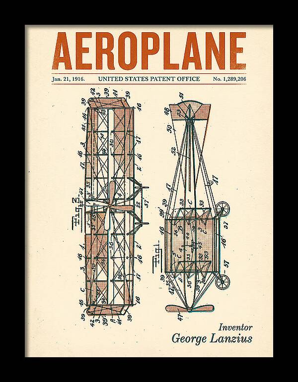 Aeroplane Lanzius Retro Patent Us1289206
