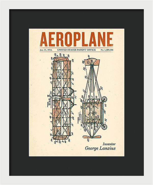 Aeroplane Lanzius Retro Patent Us1289206